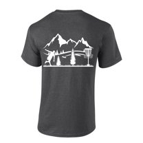 Mens Disc Golf Tshirt Retro Scenic Disc Golf Mountains Short Sleeve T-shirt-Heather Grey-4xl
