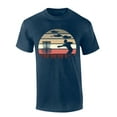 thumbnail image 1 of Mens Disc Golf Tshirt Retro Scenic Disc Golf Throwing Short Sleeve T-shirt-Heather Navy-small, 1 of 4
