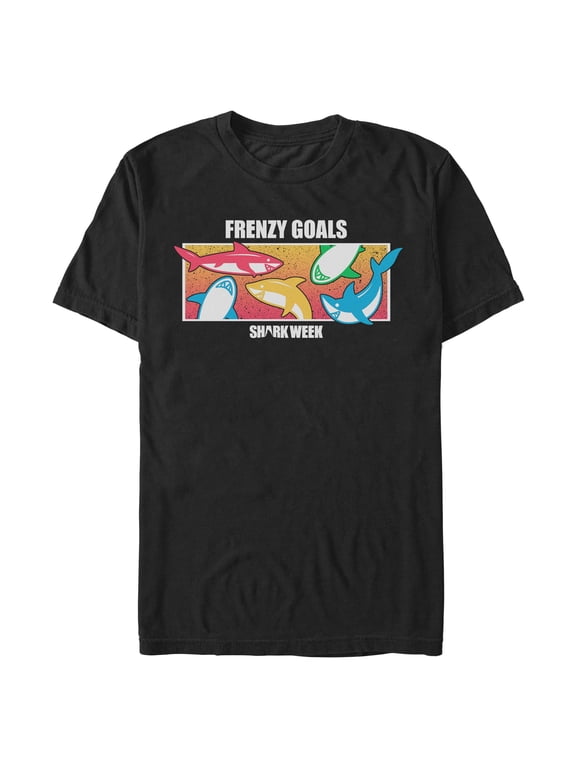 Mens Discovery Shark Week Colorful and Frenzy Goals T Shirt