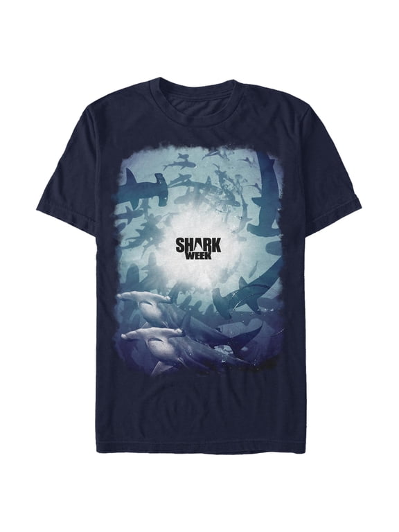 Mens Discovery Shark Week Hammerhead Underwater Poster T Shirt