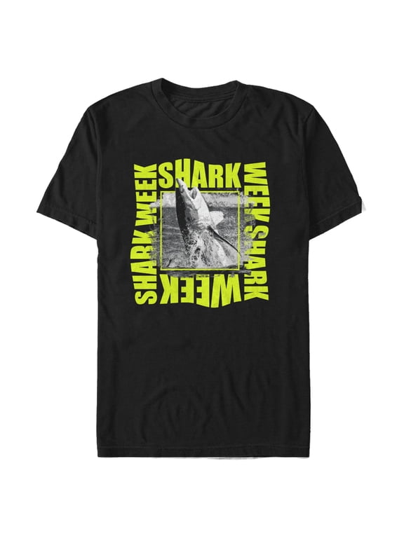 Mens Discovery Shark Week Out of the Water Warped Box T Shirt