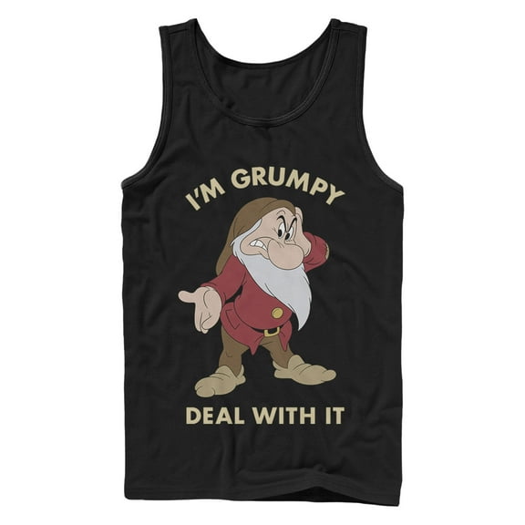 Mens Disney Snow White I'm Grumpy Deal With It Portrait Tank Top Color: Black Size: XXL