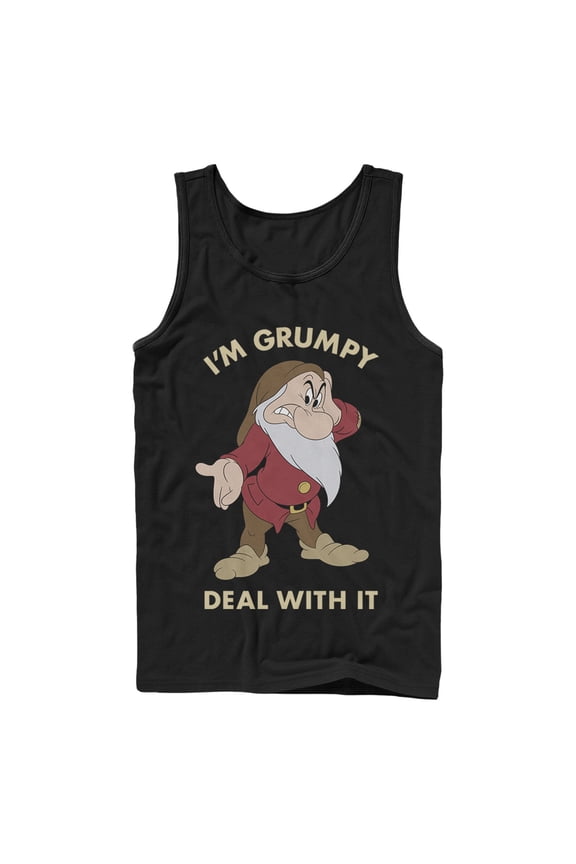 Mens Disney Snow White I'm Grumpy Deal With It Portrait Tank Top Color: Black Size: XXL