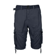 GALAXY BY HARVIC Mens Distressed Belted Cotton Cargo Shorts