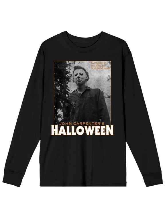 Mens Distressed Brown Halloween Mike Myers Long Sleeve Shirt-S