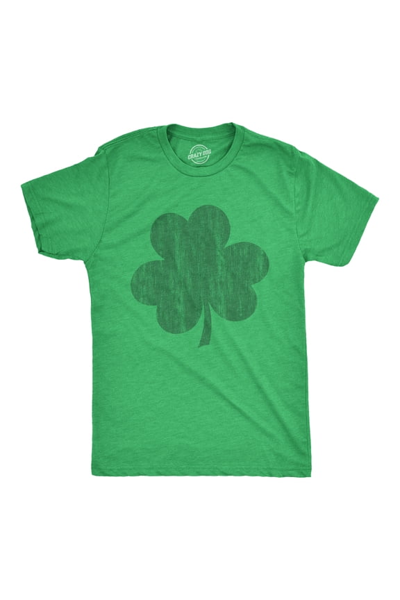 Mens Distressed Clover T Shirt Cool St Patricks Day Vintage Shamrock Awesome Graphic Tee Graphic Tees
