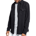 thumbnail image 1 of Mens Distressed Denim Over Shirt Button Up Jacket Jet Black Wash Jean Jacket, 1 of 2
