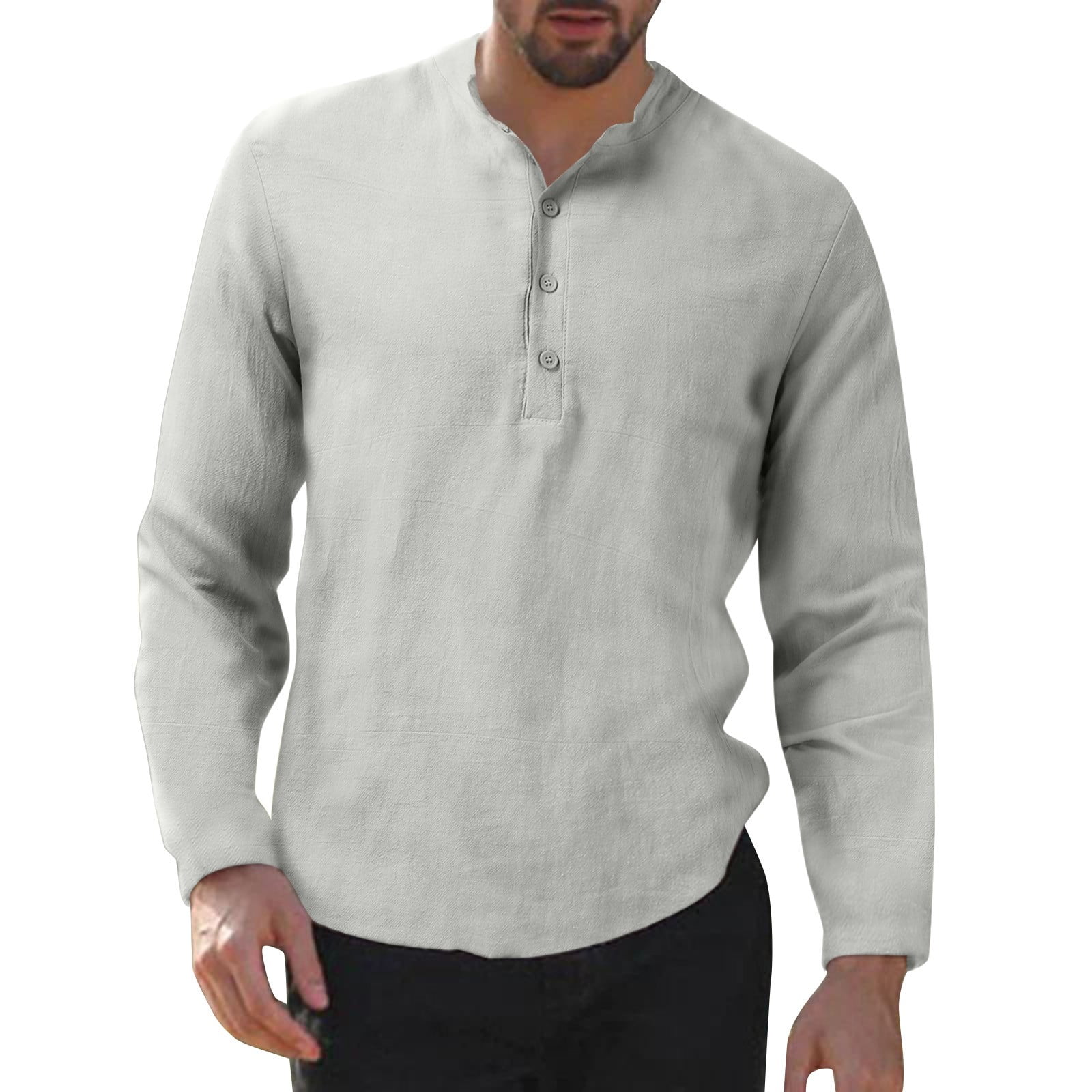 Mens Vintage Henley Shirts Distressed Long Sleeve Tee Shirts Casual Button  Down Washed T-Shirts Hippie Henley Top 