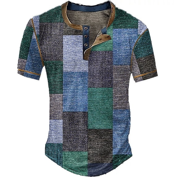 Mens Distressed Henley Shirts Retro Long Sleeve Tee Shirts Casual Button Down Washed T-Shirts for Men Lightweight Cotton V-Neck Casual Sweatshirts Blue M