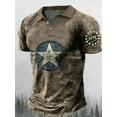 thumbnail image 1 of Mens Distressed Henley Shirts Retro Short Sleeve Button Tee Shirt Casual Regular Fit Washed Basic T-Shirt Summer Khaki L, 1 of 6