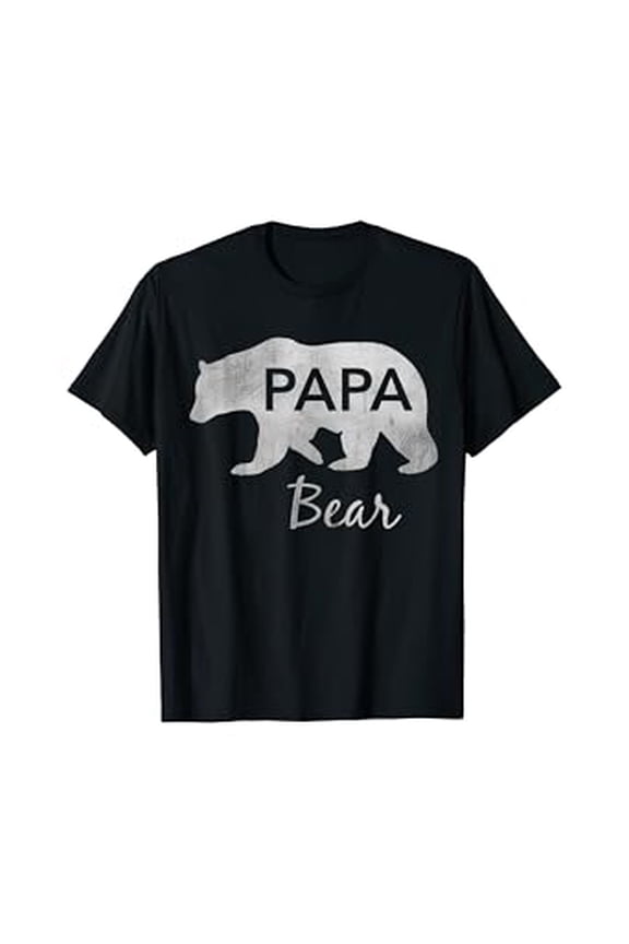 Mens Distressed Papa Bear Graphic T-Shirt Great Gift for Dad Father Grandpa