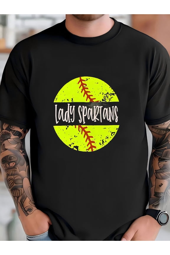 Mens Distressed Softball Or Baseball With Custom Team Name In Middle ~ On Soft Bella Tee T-Shirt
