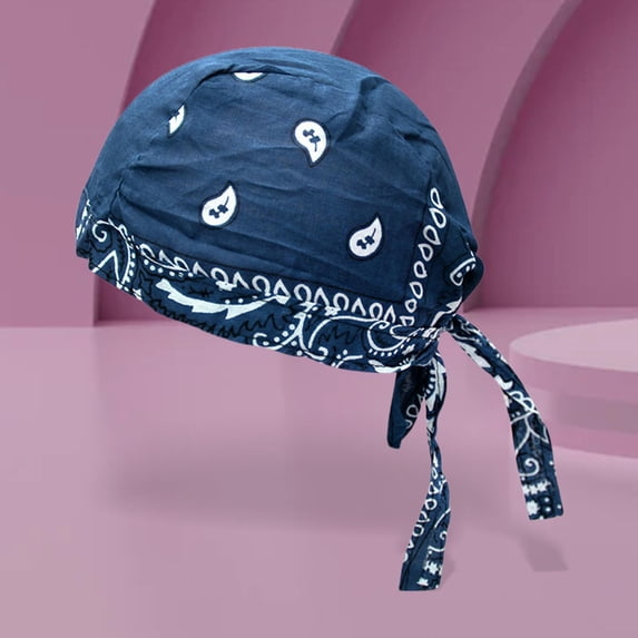 Mens Do Rag Skull Caps Moisture Wicking Beanie Headscarf Motorcycle Head Wrap Adjustable Pirate Hat Headband Tie Back Cycling Caps , Blue