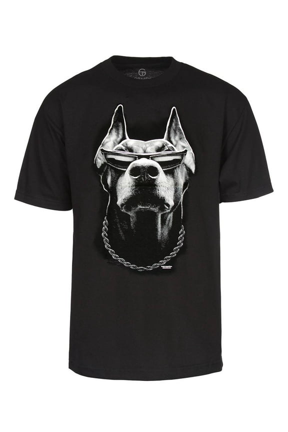Mens Doberman Bad to the Bone Gangster Dog T-Shirt - Medium