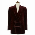 thumbnail image 1 of Mens Double Breasted Velvet Blazer - Elegant Wedding & Evening Party Dinner Coat, 1 of 2