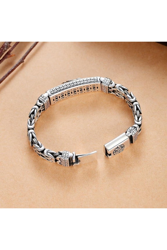 Mens Double Chain Pixiu Bracelet Vintage Style Wealth Protection Lucky Charm Fashion Jewelry Adjustable Wristband