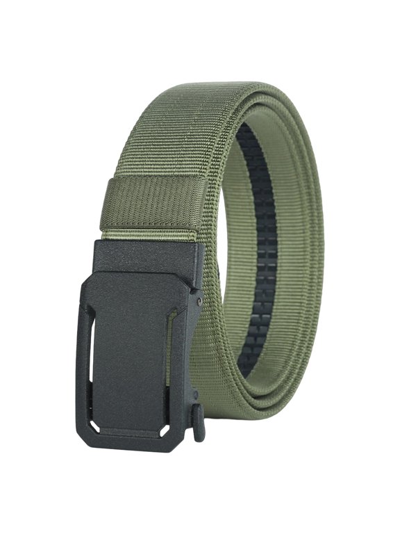 Mens Double Layer Web Belt with Quick Release Buckle – Adjustable Heavy Duty Strap for Work Outdoor Hiking and Daily Use – Mens Utility Belt Army Green