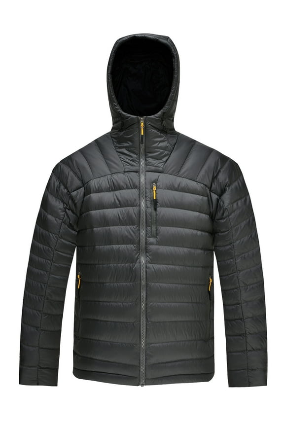 Mens Down Jacket Packable Water Resistant 5 Pockets Hooded Puffer Jacket Lightweight