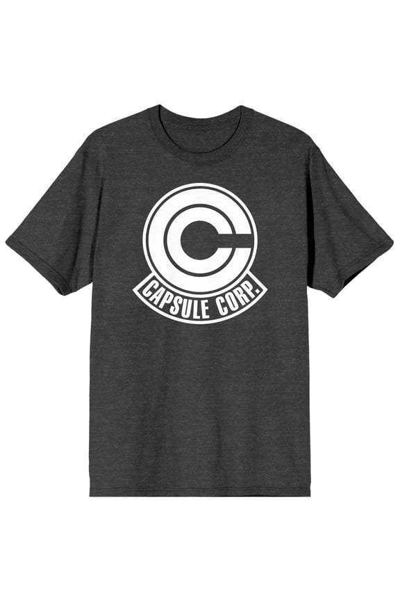 Mens Dragon Ball Z Anime Capsule Corp Symbol Charcoal Graphic Tee - S