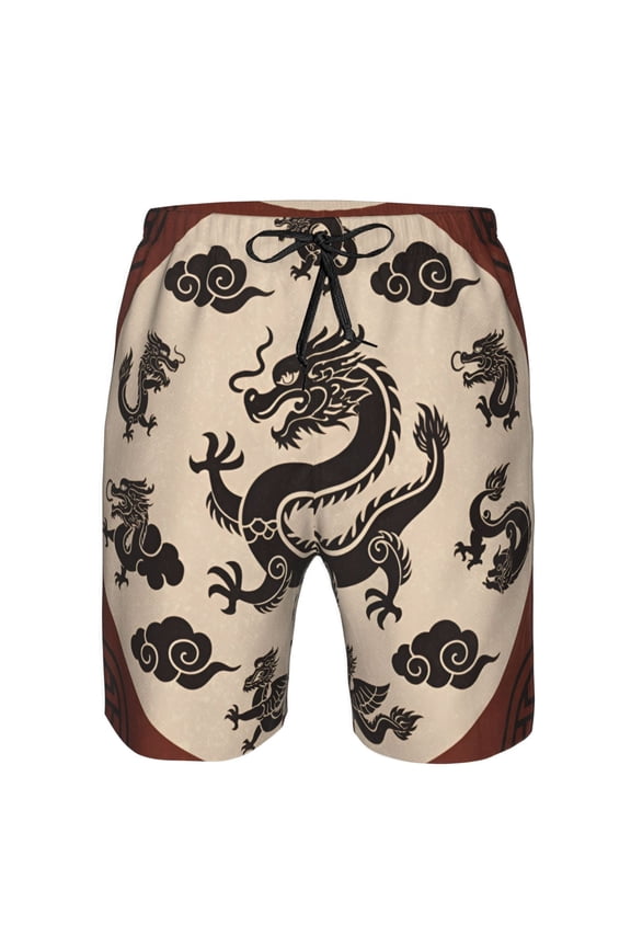 Mens Dragon Element Boardshort Casual Drawstring Stretch Summer Beach Shorts Large