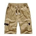 thumbnail image 1 of Mens Drawstring Athletic Shorts Men's Plus Size Cargo Shorts Multi-pockets Loose Fitting Summer Beach Shorts Pants Khaki XXL, 1 of 2