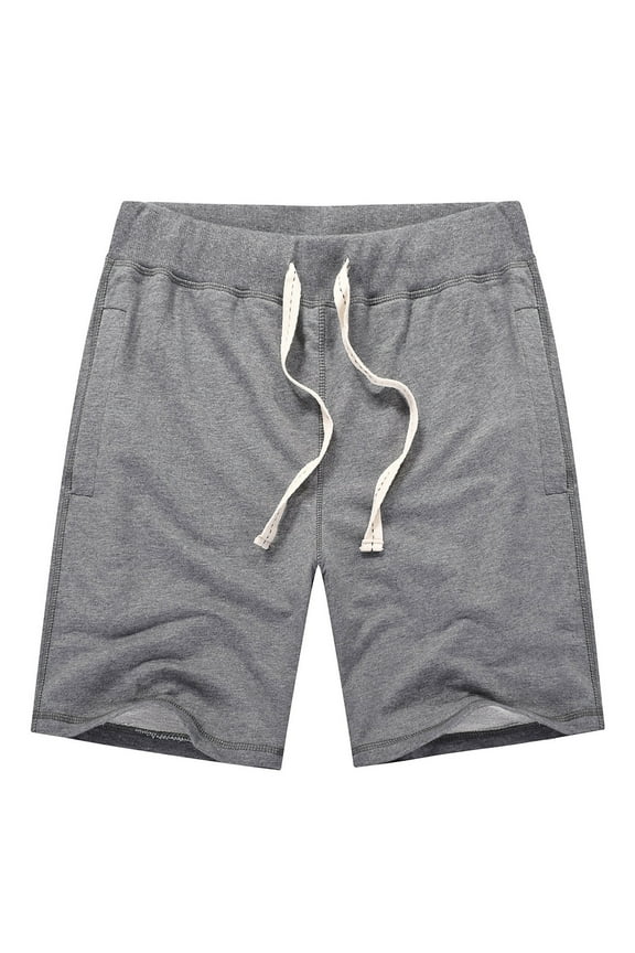 Mens Drawstring Elastic Waist Summer Workout Shorts Athletic Shorts Gray,XL