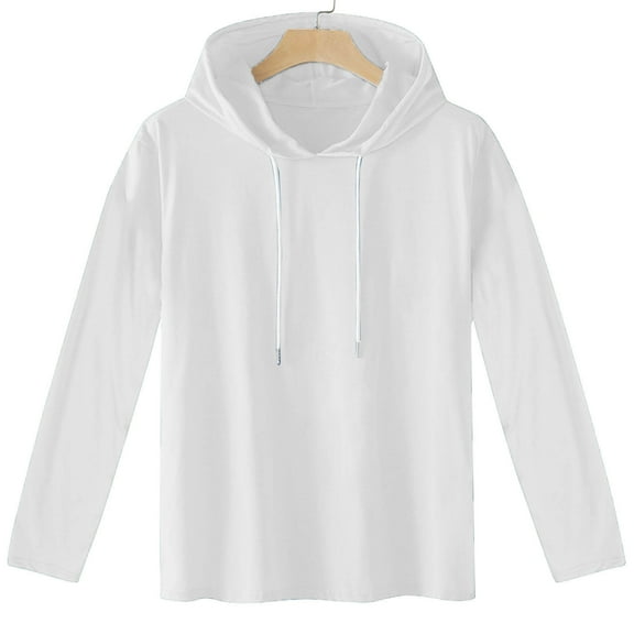 Mens Drawstring Hoodies Big & Tall Pullover Lightweight Long Sleeve Plus Size T Shirts Casual Solid Loose Comfort Basic Workout Hooded Tops