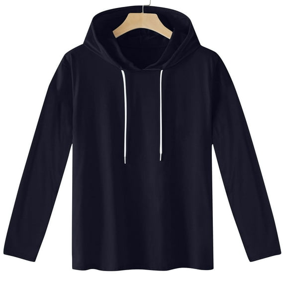 Mens Drawstring Hoodies Big & Tall Pullover Lightweight Long Sleeve Plus Size T Shirts Casual Solid Loose Comfort Basic Workout Hooded Tops