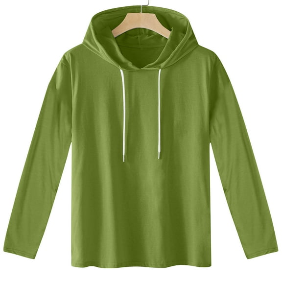 Mens Drawstring Hoodies Big & Tall Pullover Lightweight Long Sleeve Plus Size T Shirts Casual Solid Loose Comfort Basic Workout Hooded Tops