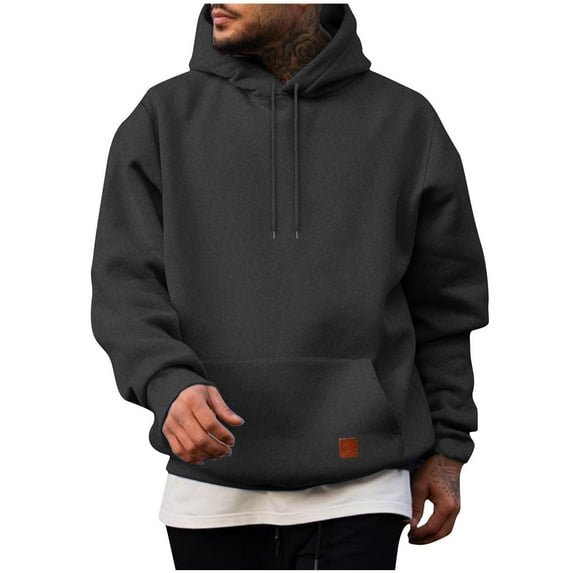 Mens Drawstring Hoodies with Pockets, Long Sleeve Pullover for Men Fall Fashion Loose Fit Solid Color Hooded Sweatshirts S-3XL