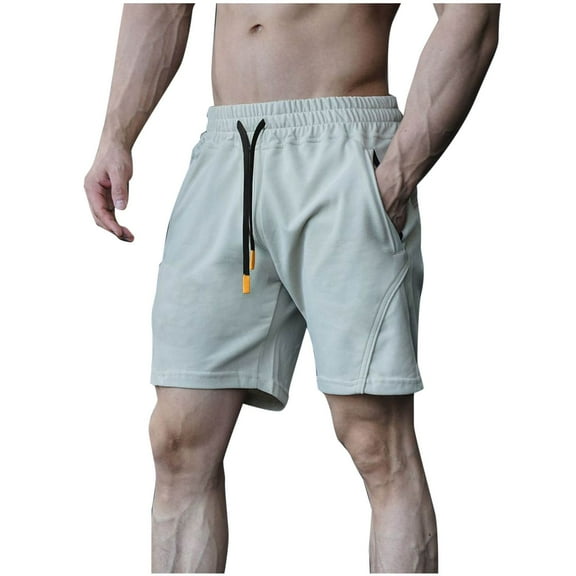 Mens Drawstring Shorts 2025 Solid Color Summer Straight Leg Short Pants with Pockets Comfy Elastic Waist Half Pants with Pockets