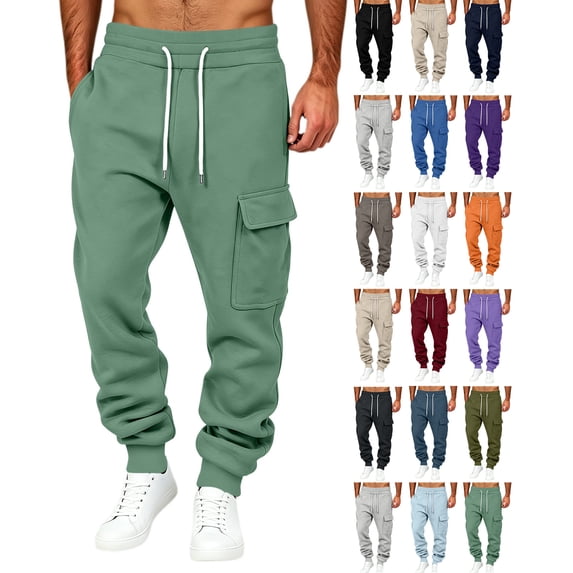 Mens Drawstring Sweatpants with Pockets Athletic Jogger Pants Cargo Sweatpant Winter Fleece Athletic Trousers ,Outdoor Casual, Daily Wear, Heavyweight for Spring Fall Winter