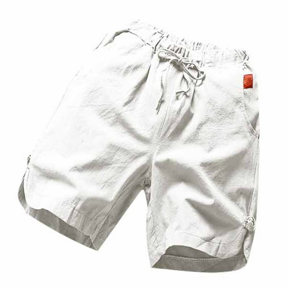 Mens Drawstring Waist Bandana Short Drawstring Waist, Pigment Dyed Finish, Vintage Washed Look Breathable Fabric Ideal for Outdoor Adventures (White, XL)