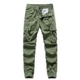 thumbnail image 1 of Mens Drawstring Waist Jogger Stretch Regular Fit Cargo Pants Moisture Wicking Casual Trousers with Multiple Pockets Army Green XXL, 1 of 7