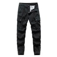 thumbnail image 1 of Mens Drawstring Waist Jogger Stretch Regular Fit Cargo Pants Moisture Wicking Casual Trousers with Multiple Pockets Black XXL, 1 of 5