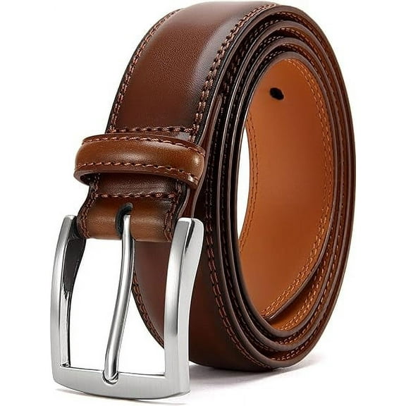Mens Dress Belt - Genuine Leather Dress Belts For Men,Casual Suit Jeans Belt-Single Prong Buckle black belt