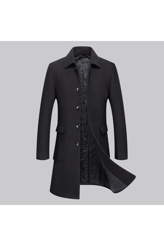 Mens Dress Coats for Winter,Business Casual Trench Coat,Big and Tall Overcoats Notch Collar Blazer Button Down Wool Long Outerwear