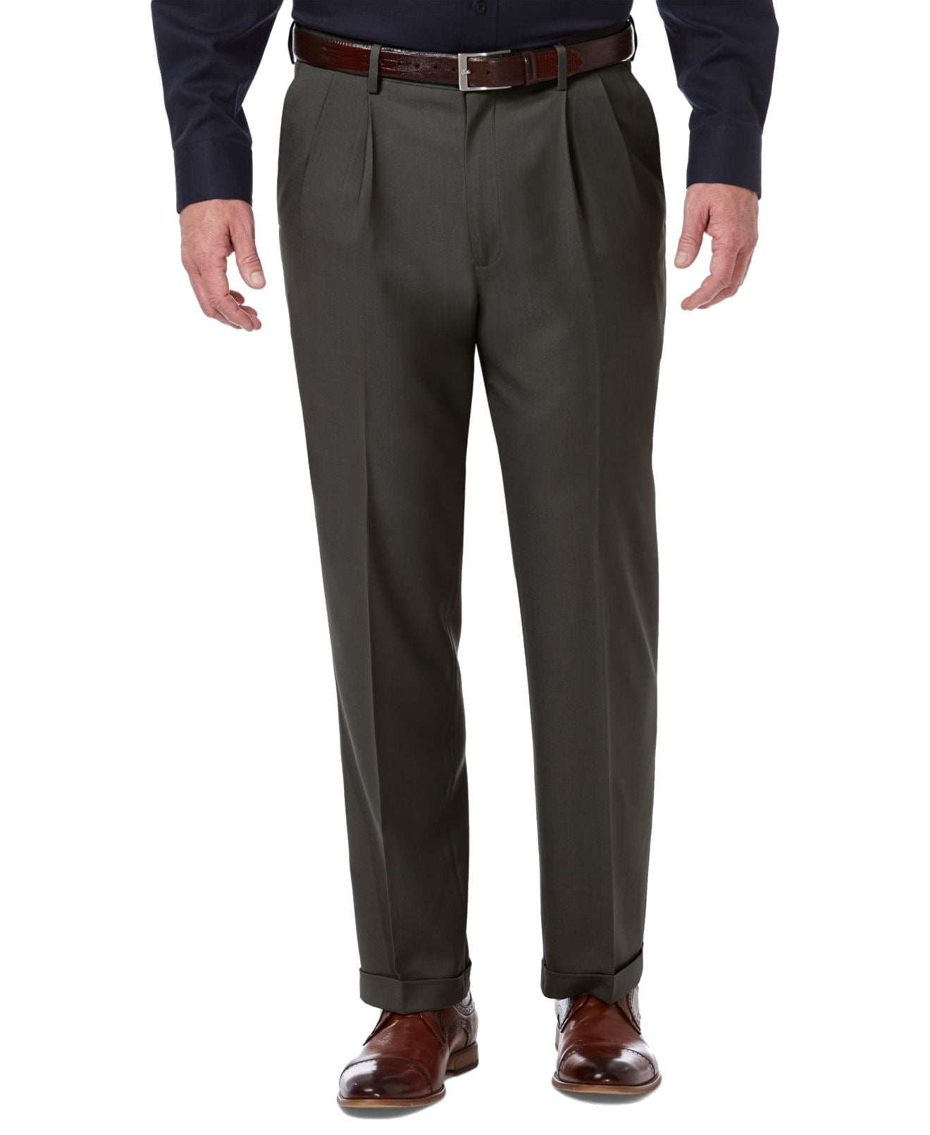 パンツ CLASSIC FIT TROUSERS GRAIGE Mens Pants 40x31 Straight Leg Classic Flat Front 40