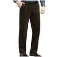 thumbnail image 1 of Mens Dress Pants Business Casual Corduroy Trousers Straight Leg Flat Front Suit Pants with Pockets, Brown, XL, 1 of 8