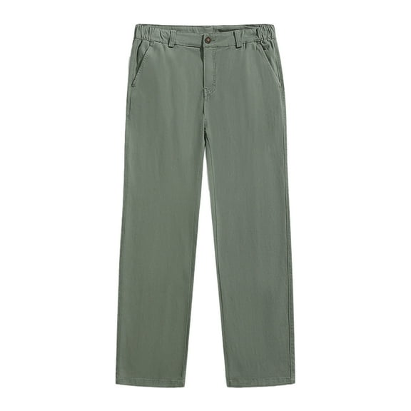 Men's Casual Pants Business Casual Middle Waist Button Up Pants With Pockets Solid Color Straight-leg Pants Spring/Summer Pants for Men