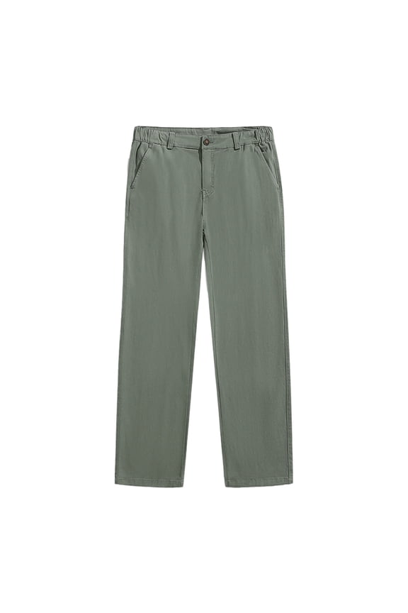 Men's Casual Pants Business Casual Middle Waist Button Up Pants With Pockets Solid Color Straight-leg Pants Spring/Summer Pants for Men