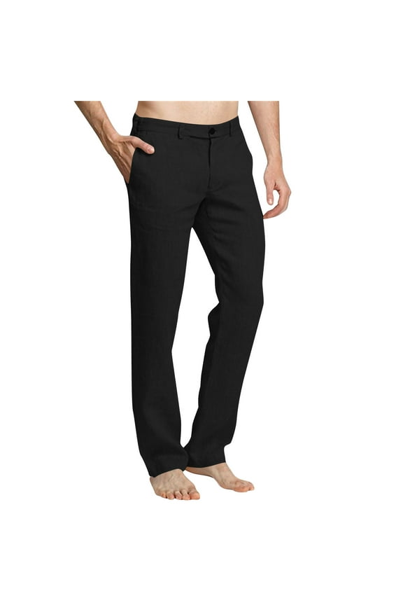 Mens Dress Pants Business Casual Solid Color Chino Pants Comfort Stretch Trousers with Pockets, Black, M