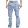 thumbnail image 1 of Mens Dress Pants Business Casual Straight Leg Chino Pants Solid Color Relaxed Fit Trousers with Pockets, Blue, M, 1 of 7