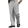 thumbnail image 1 of Mens Dress Pants Business Casual Wide Leg Work Pants Trendy Chino Trousers with Pockets, Gray, M, 1 of 5