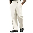 thumbnail image 1 of Mens Dress Pants Business Casual Wide Leg Work Pants Trendy Chino Trousers with Pockets, White, 2XL, 1 of 5