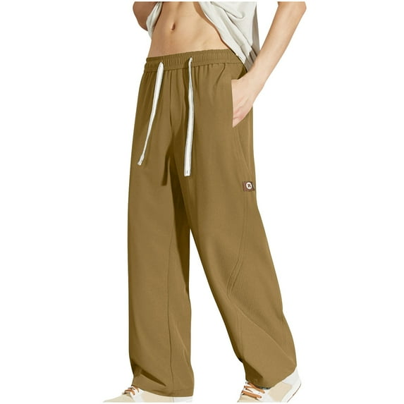 Mens Dress Pants Casual Daily Outdoor Beach Lightweight Breathable Pants Regular Straight Pant Coffee 2XL