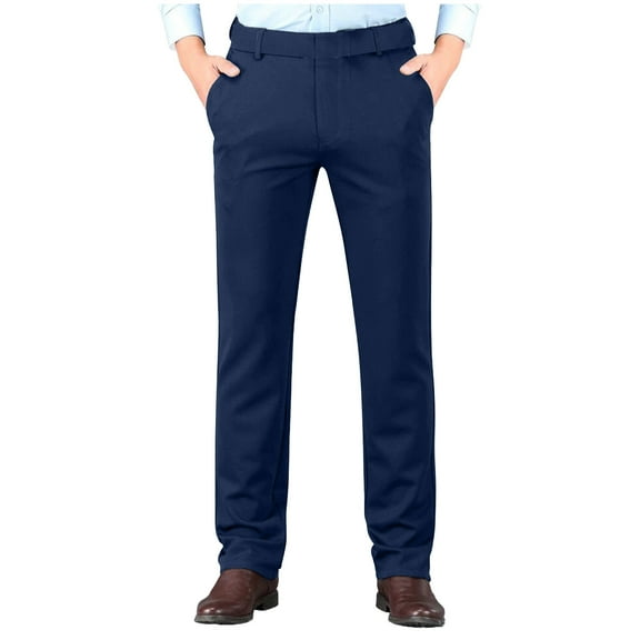 Mens Dress Pants Casual Flat Fornt Suit Pants, Straight Leg Slacks High-Waisted Plain Work Business Trousers