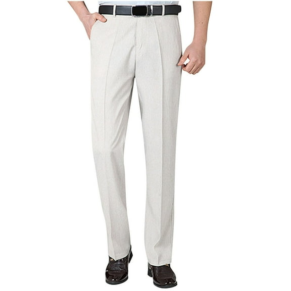 Mens Dress Pants, Men Linen Dress Pants Classic Fit Suit Pants Lightweight Wrinkle Free Casual Trousers Suit Pants 30-40