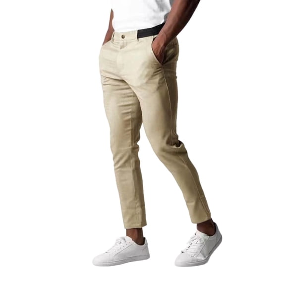 Mens Dress Pants Men's Casual Dress Pants Solid Color Button and Belt Loops Flat Front Trousers for Business Wear Khaki M
