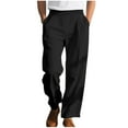 thumbnail image 1 of Mens Dress Pants Men's Casual Solid Color Elastic Waist Drawstring Beach Wide Leg Pocket Pants, 1 of 8
